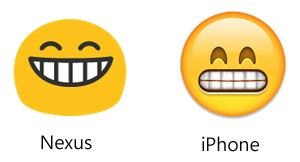 Nexus和 iPhone的笑臉顯示並不相同