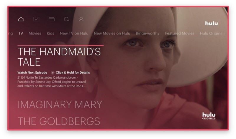 Hulu電視劇Landing page運用字體大小呈現內容重要程度